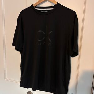 Men’s Large All Balck Dri Fit Material Calvin Klein Short Sleeve Shirt